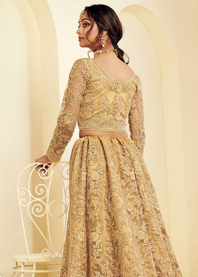 Goden Beige Heavy Embroidered Lehenga