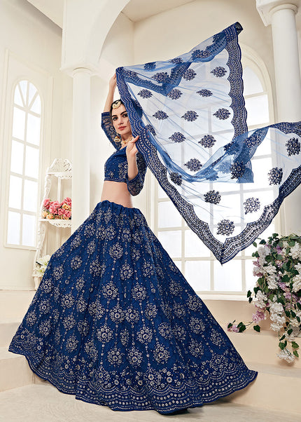 Blue Heavy Embroidered Lehenga