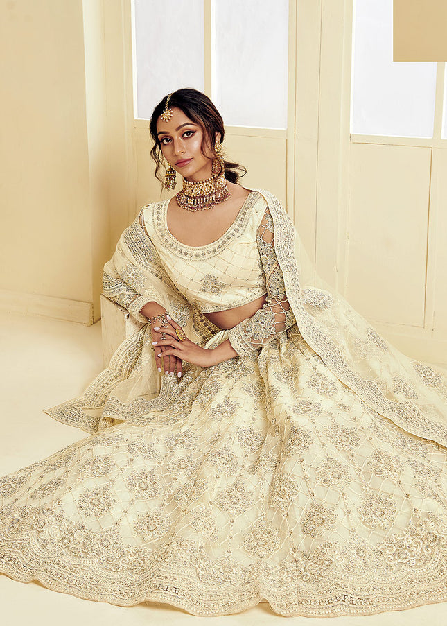 Offwhite Heavy Embroidered Lehenga