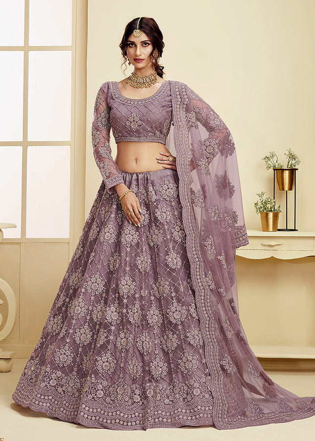 Violet Heavy Embroidered Lehenga