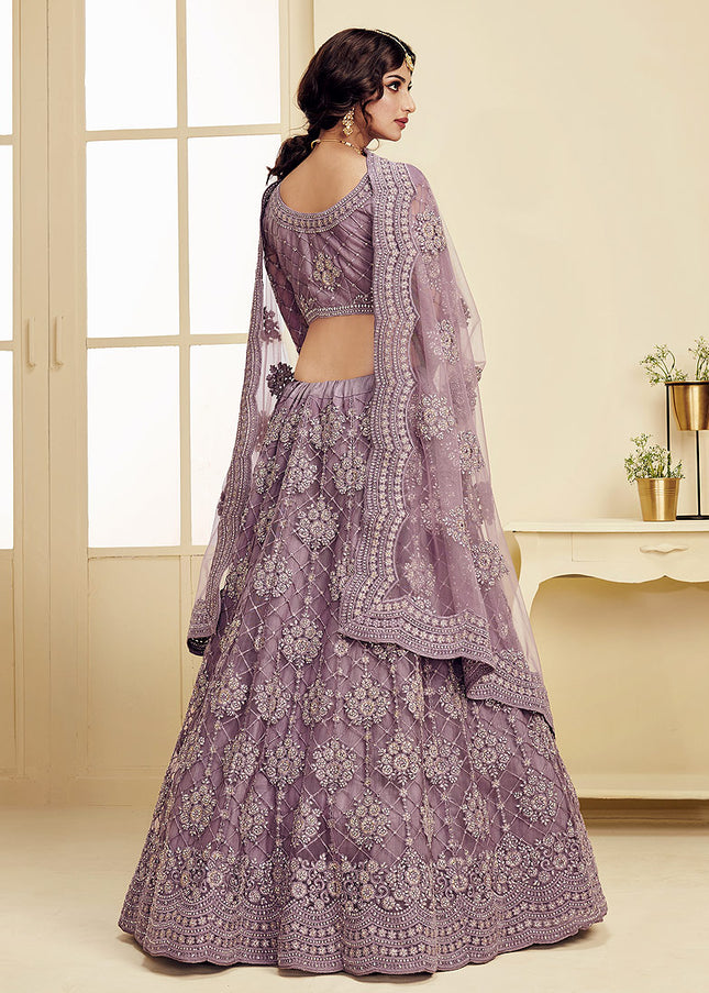 Violet Heavy Embroidered Lehenga