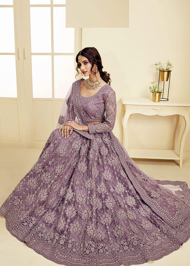 Violet Heavy Embroidered Lehenga