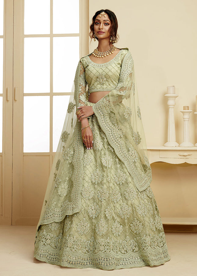 Mint Green Heavy Embroidered Lehenga