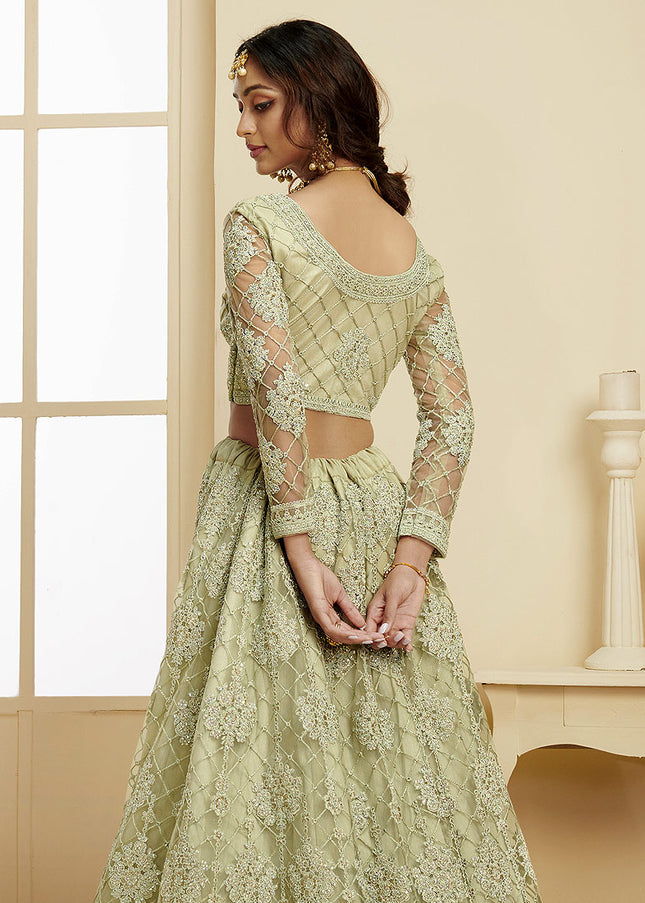 Mint Green Heavy Embroidered Lehenga