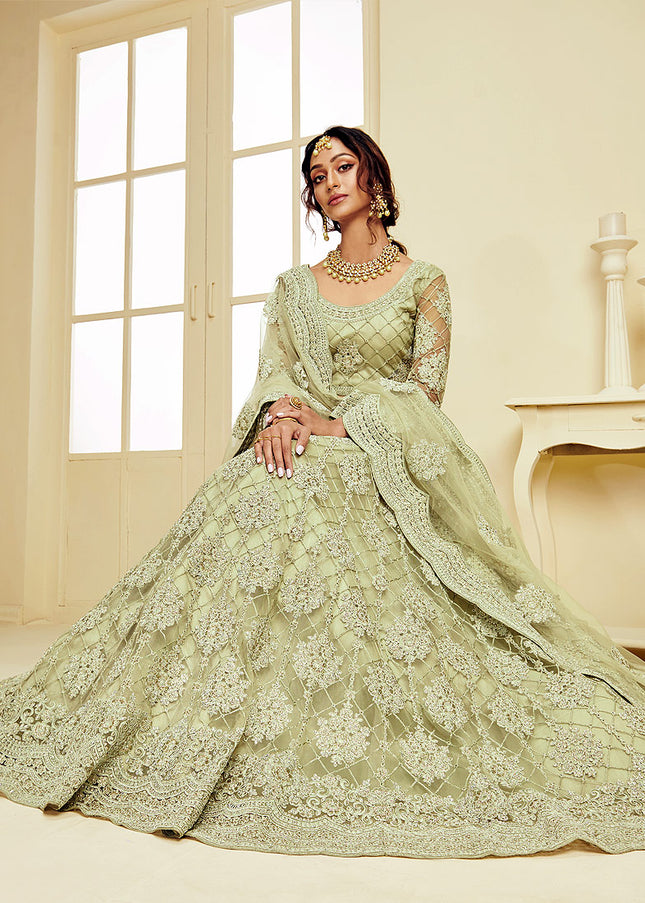 Mint Green Heavy Embroidered Lehenga