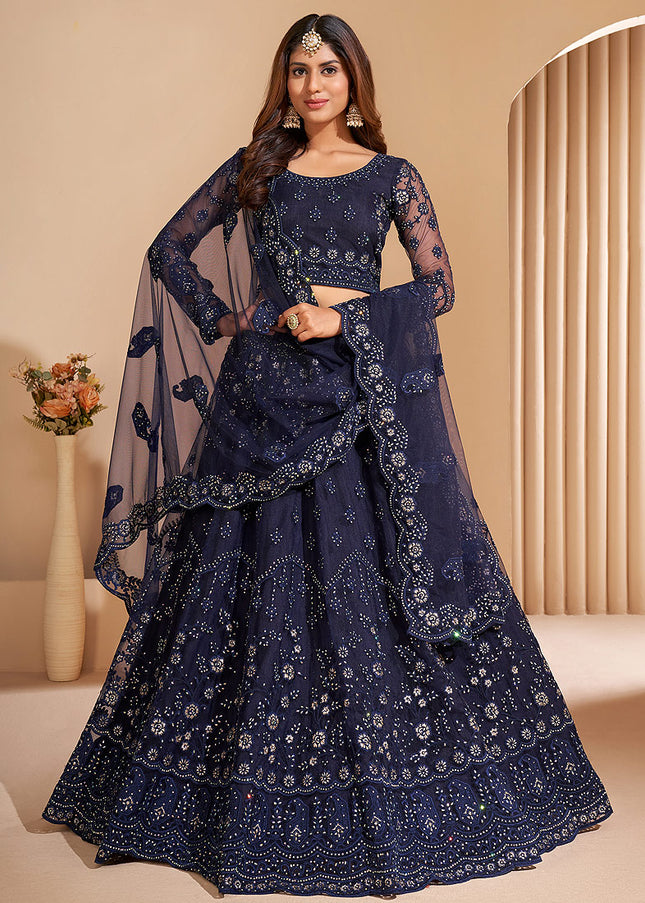 Blue Heavy Embroidered Lehenga