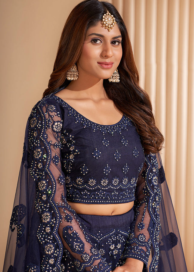 Blue Heavy Embroidered Lehenga