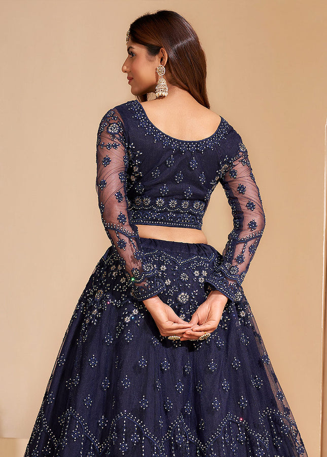 Blue Heavy Embroidered Lehenga