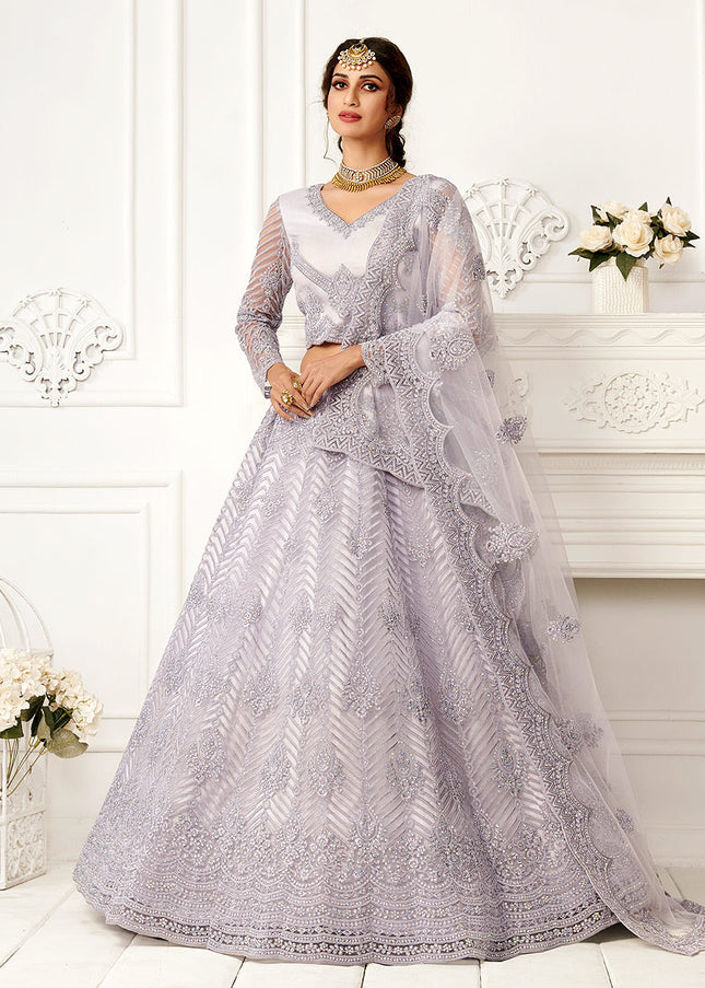 Lavender Embroidered Lehenga