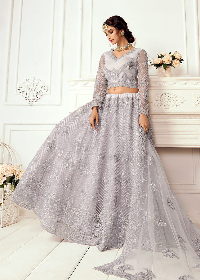 Lavender Embroidered Lehenga