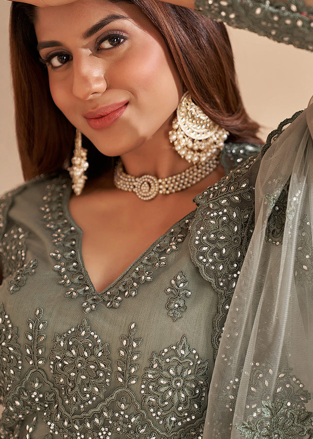 Dark Green Heavy Embroidered Lehenga