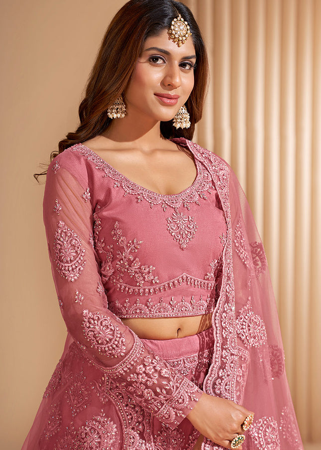 Pink Heavy Embroidered Lehenga