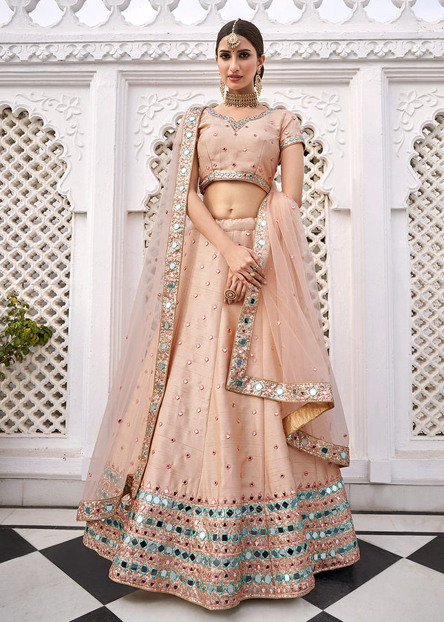 Peach Heavy Embroidered Lehenga