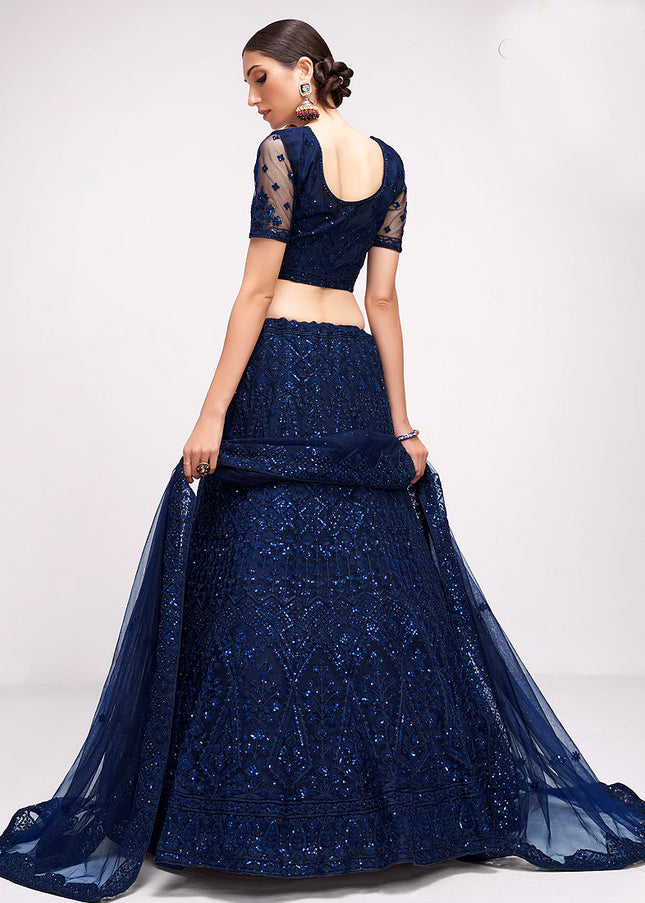 Blue Heavy Embroidered Lehenga