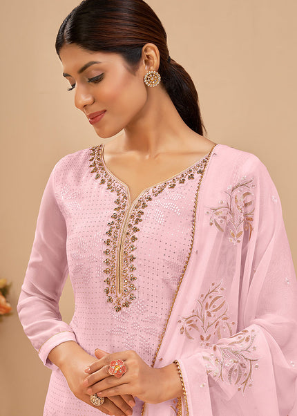 Light Pink Embroidered Pant Sytle Suit