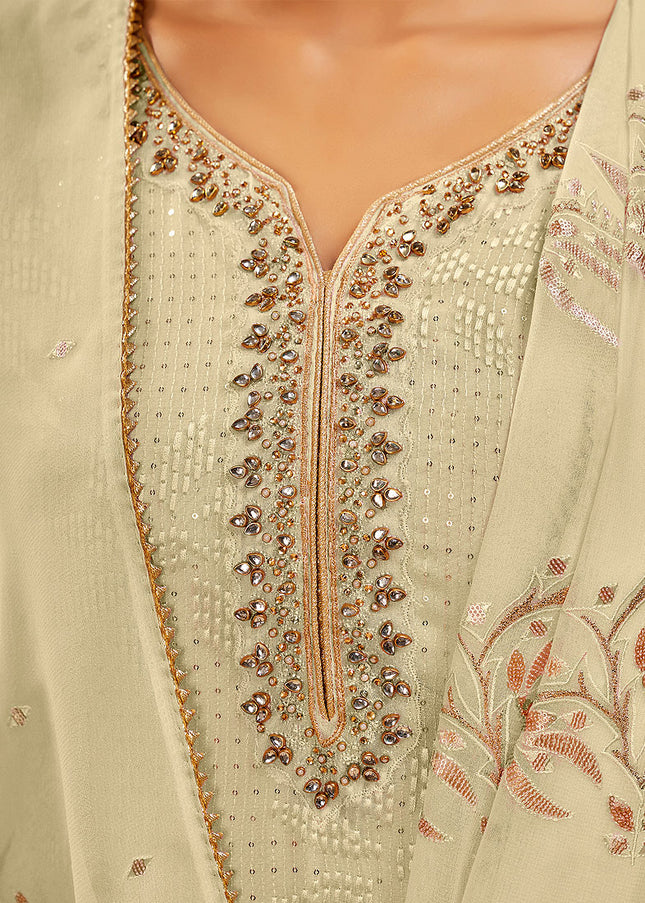 Light Green Embroidered Pant Sytle Suit