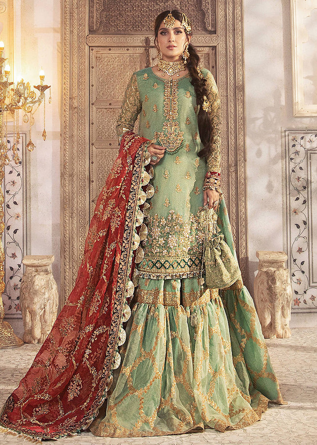 MARIA B - MBROIDERED - Coral in Sea green
