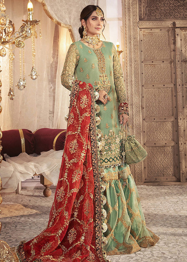 MARIA B - MBROIDERED - Coral in Sea green