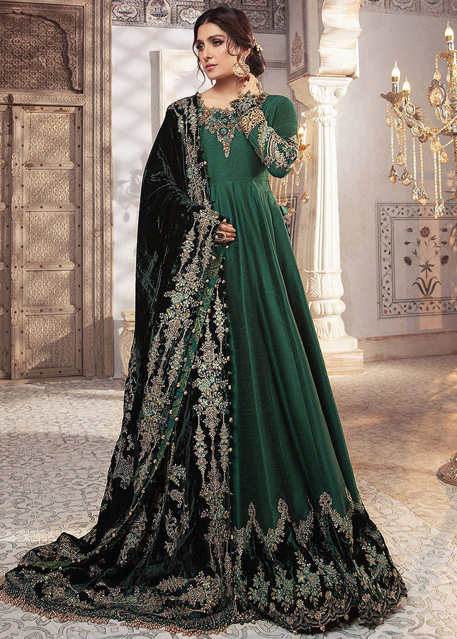 MARIA B - MBROIDERED - Teal and Warm green