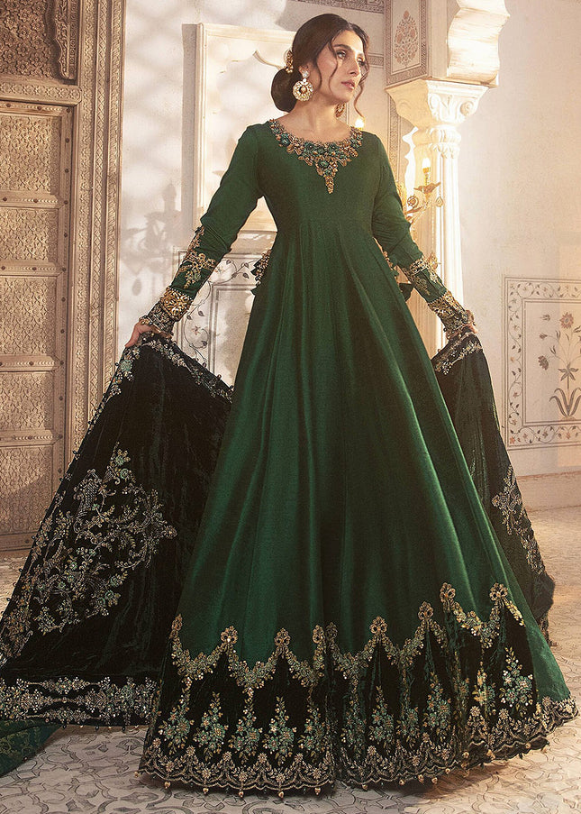 MARIA B - MBROIDERED - Teal and Warm green