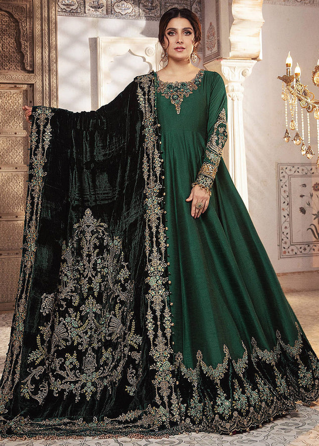 MARIA B - MBROIDERED - Teal and Warm green