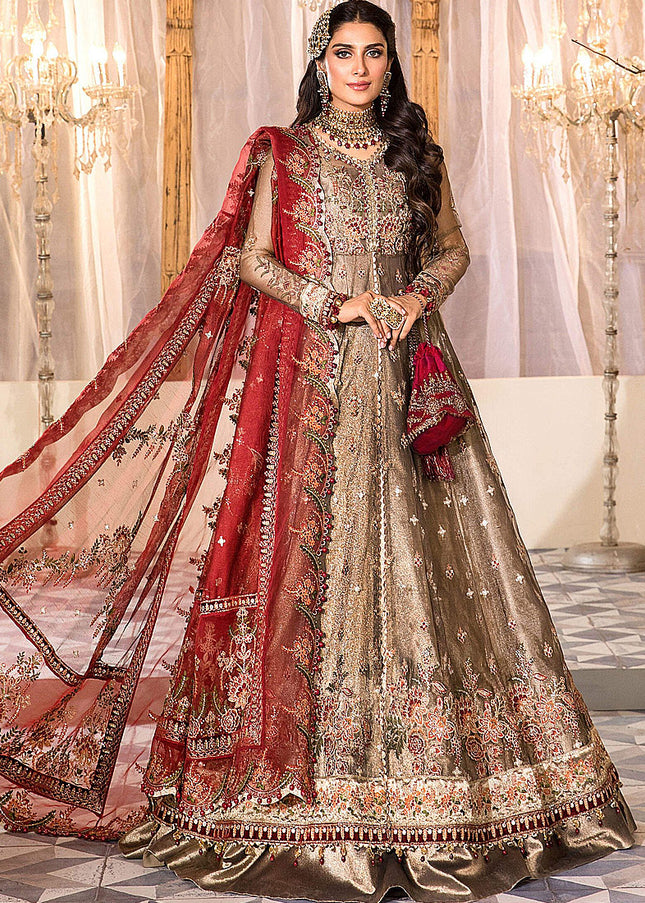 MARIA B - MBROIDERED - Burnt Gold and Maroon