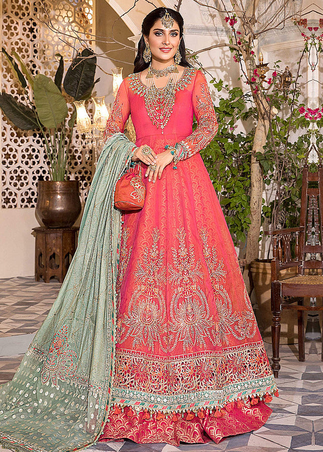 MARIA B - MBROIDERED - Salmon Pink and Feroza