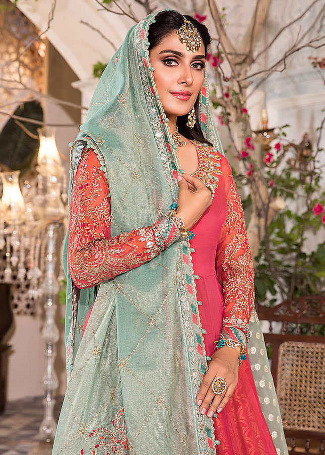 MARIA B - MBROIDERED - Salmon Pink and Feroza