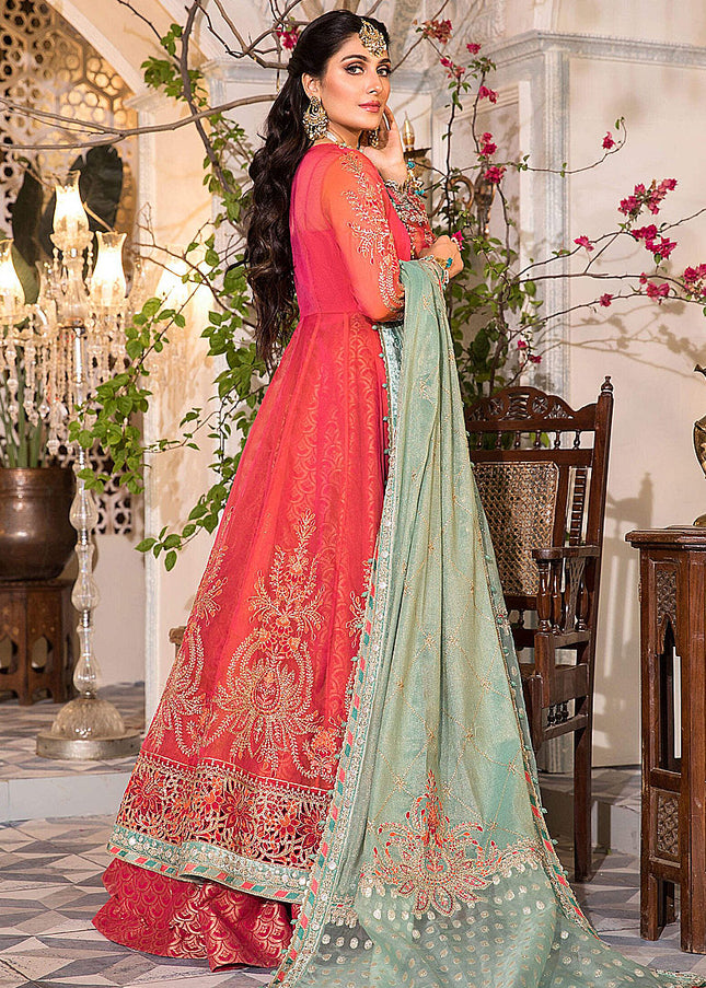MARIA B - MBROIDERED - Salmon Pink and Feroza
