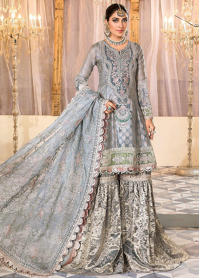 MARIA B - MBROIDERED - Pearl Blue and Ash Pink
