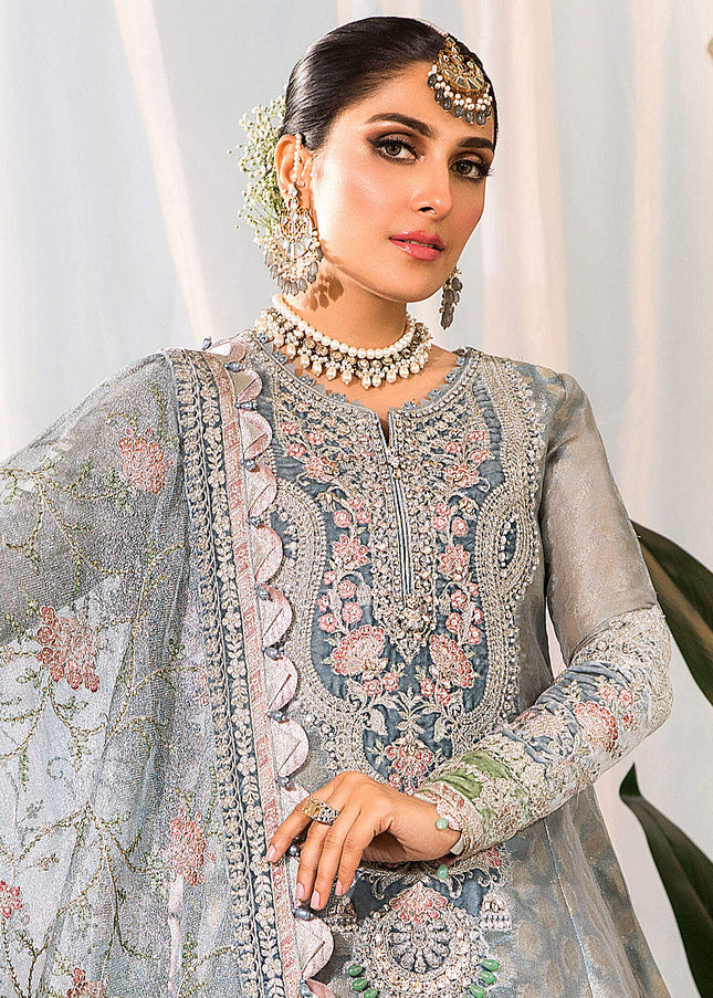 MARIA B - MBROIDERED - Pearl Blue and Ash Pink