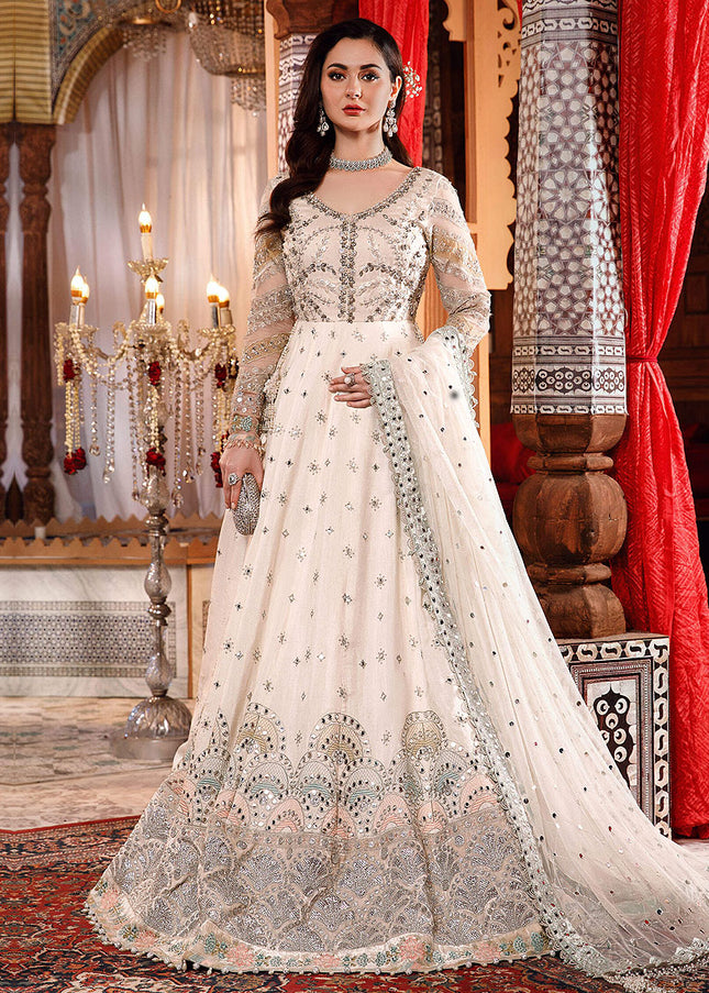 MARIA B - MBROIDERED - Pearl White and Peachy Silver