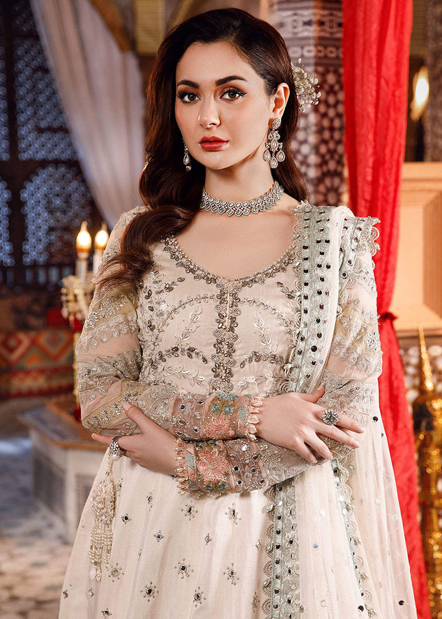 MARIA B - MBROIDERED - Pearl White and Peachy Silver