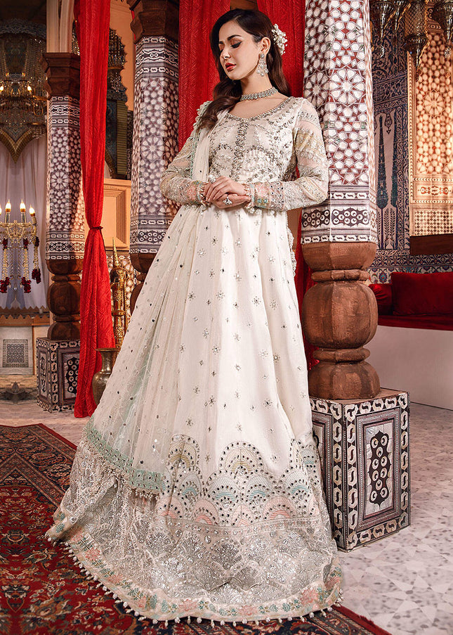 MARIA B - MBROIDERED - Pearl White and Peachy Silver