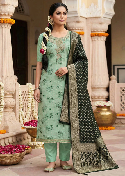 Cotton Silk Embroidered Pant Style Suit Series