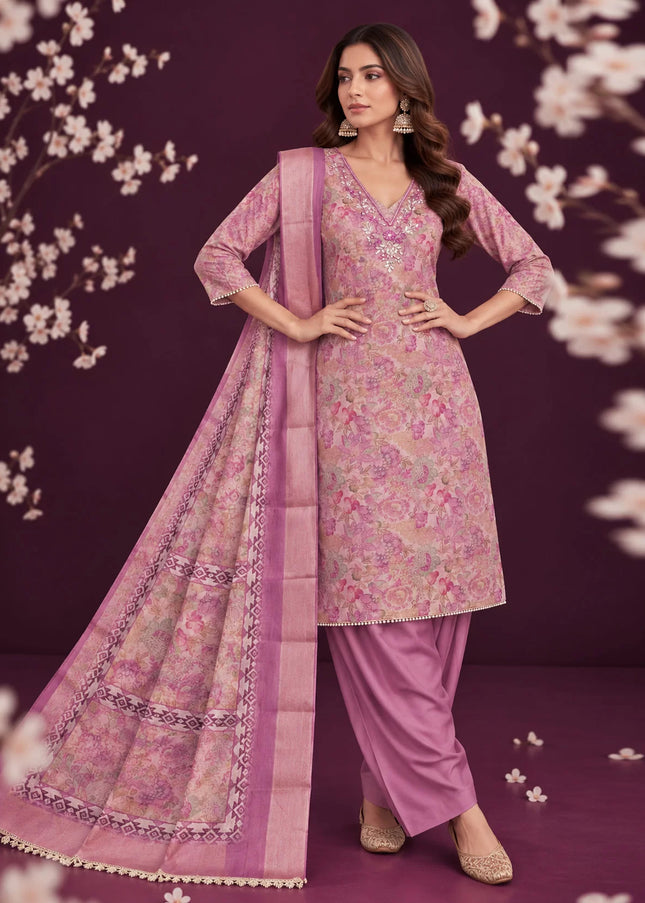 Cotton Silk Printed and Embroidered Pant Style Suit Series