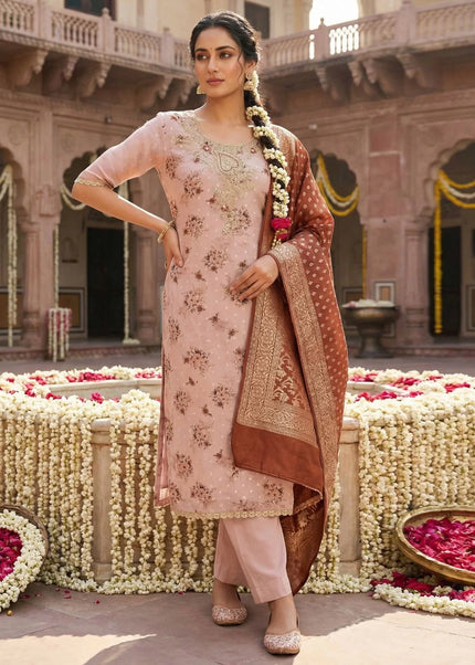 Cotton Silk Embroidered Pant Style Suit Series