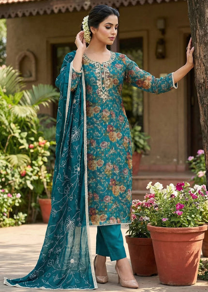 Organza Printed and Embroidered Pant Style Suit Series