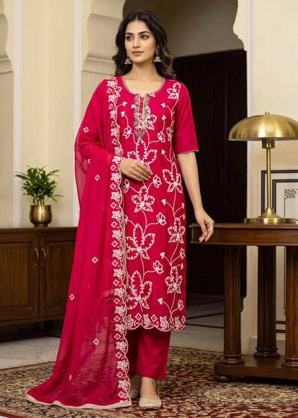 Cotton Silk Embroidered Pant Style Suit Series