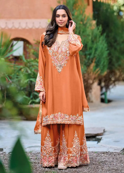 Golden Embroidered Sharara Suit