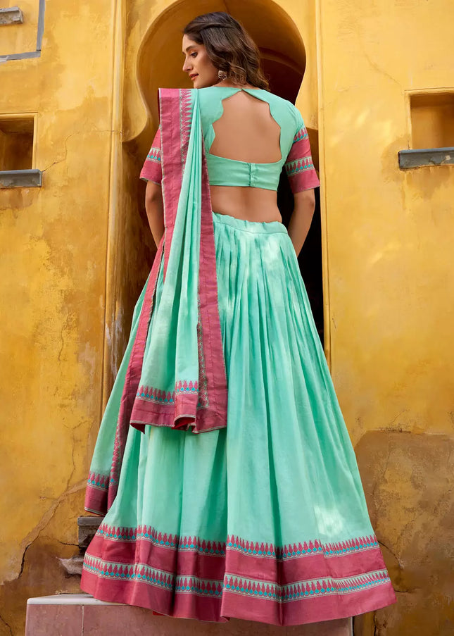 Sky Blue Embroidered Lehenga choli