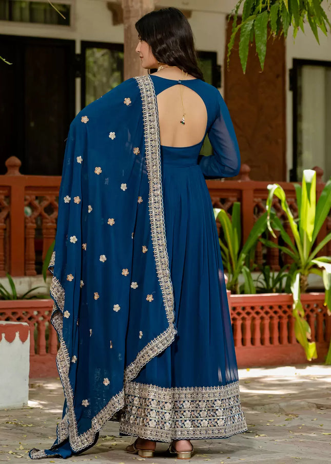 Purple Embroidered Anarkali Gown