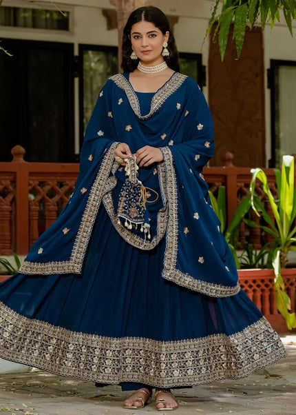 Purple Embroidered Anarkali Gown