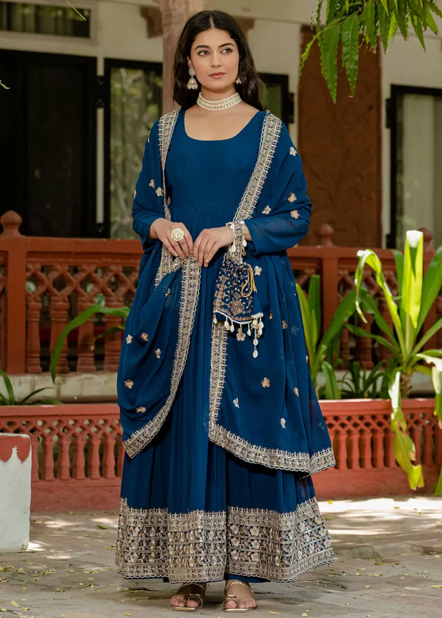 Purple Embroidered Anarkali Gown