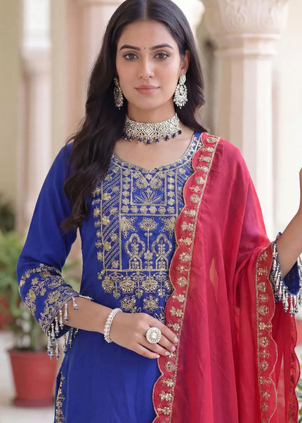 Chinnon Silk Embroidered Palazzo Suit Series