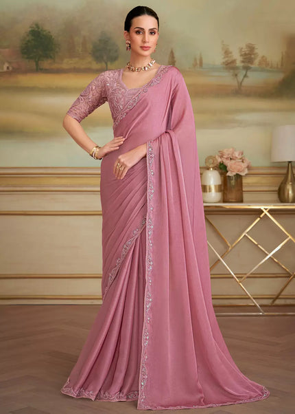 Mauve Embroidered Saree