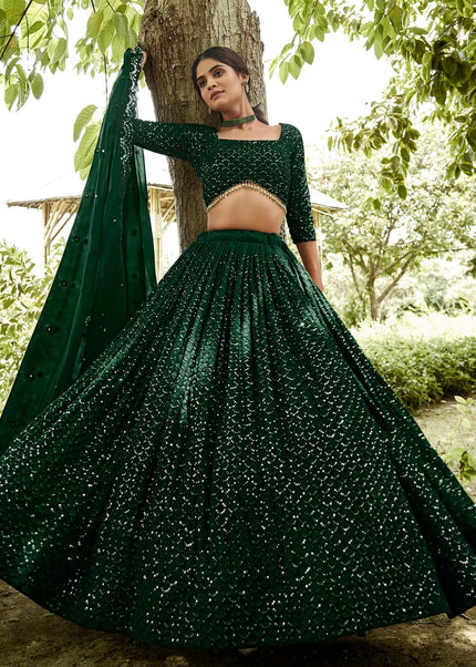 Green Embroidered Lehenga Choli