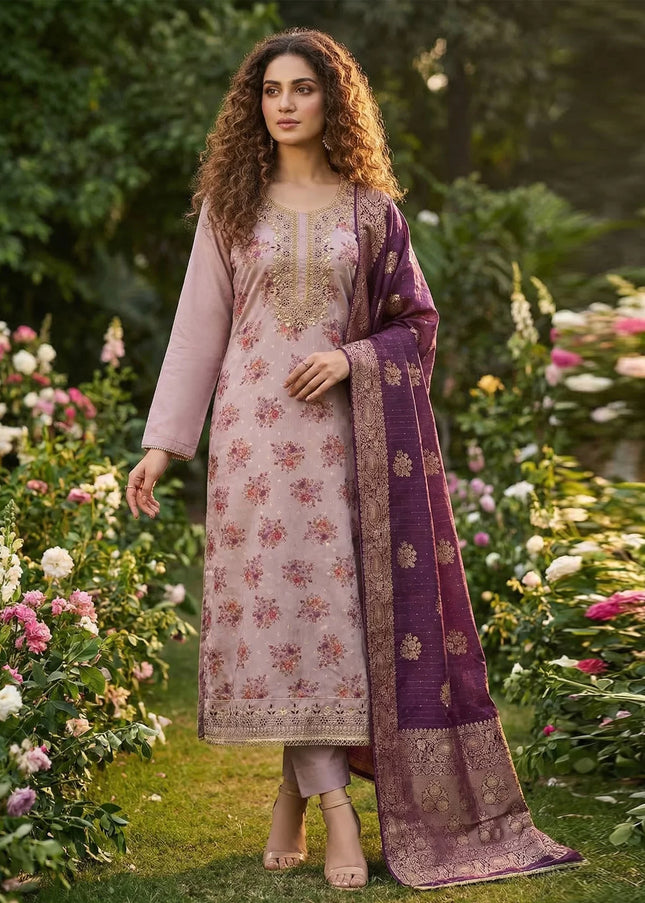 Chanderi Printed and Embroidered Pant Style Suit Series