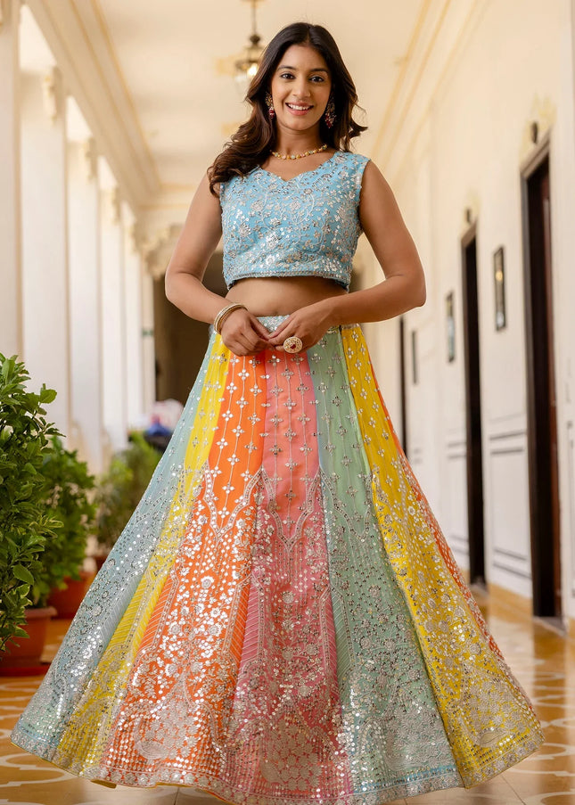 Multicolor Embroidered Lehenga Choli