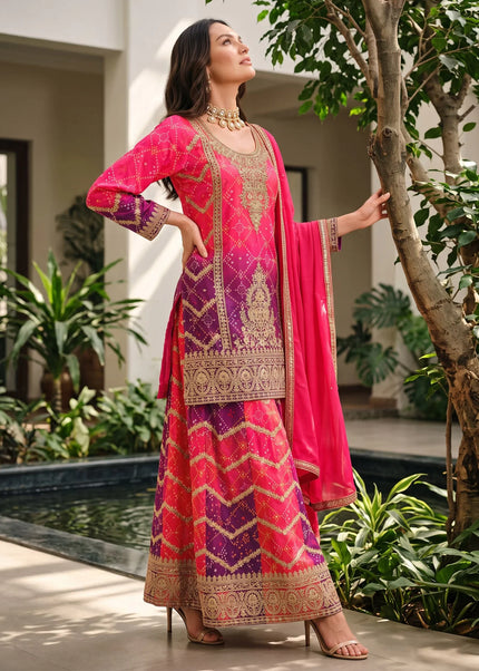Chinnon Printed and Embroidered Sharara Suit Series